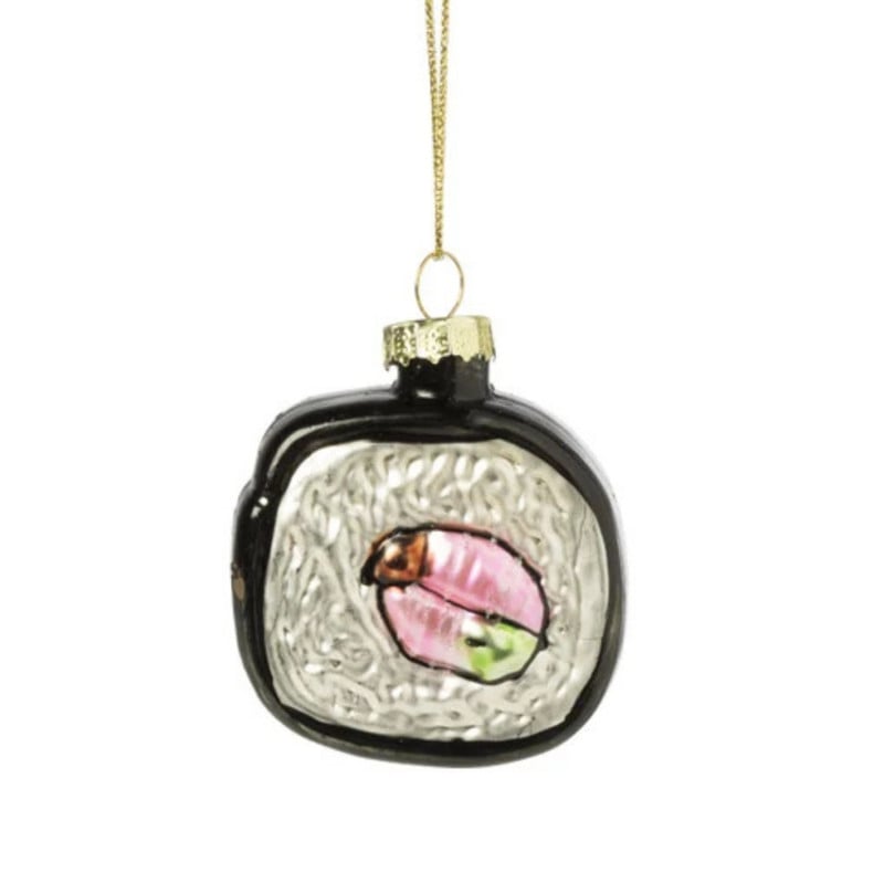 Kersthanger sushi - zwart/wit -6x6.5x2.4 cm